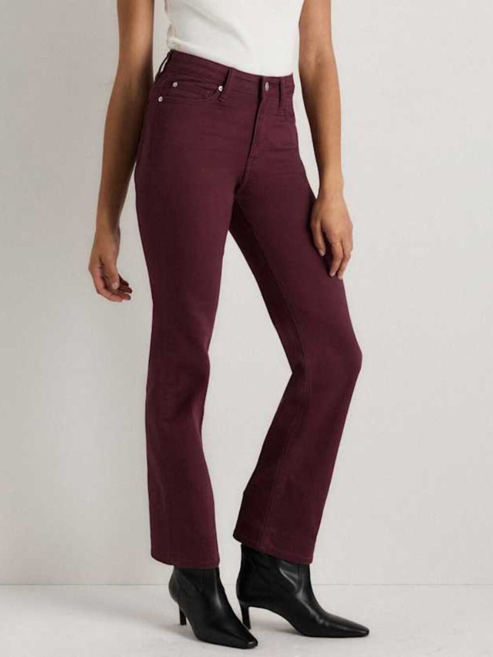 Quince Women Bella Stretch Straight Jeans Wine Tasting Red 27